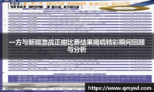 一方与新疆激战正酣比赛结果揭晓精彩瞬间回顾与分析